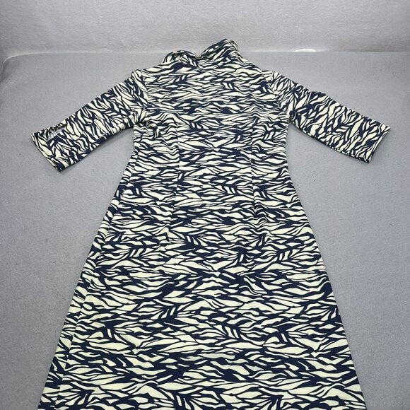 Jude Connally Dress Womens M Blue Cream Jude Cloth 3/4 Sleeve Stretch - Picture 5 of 9